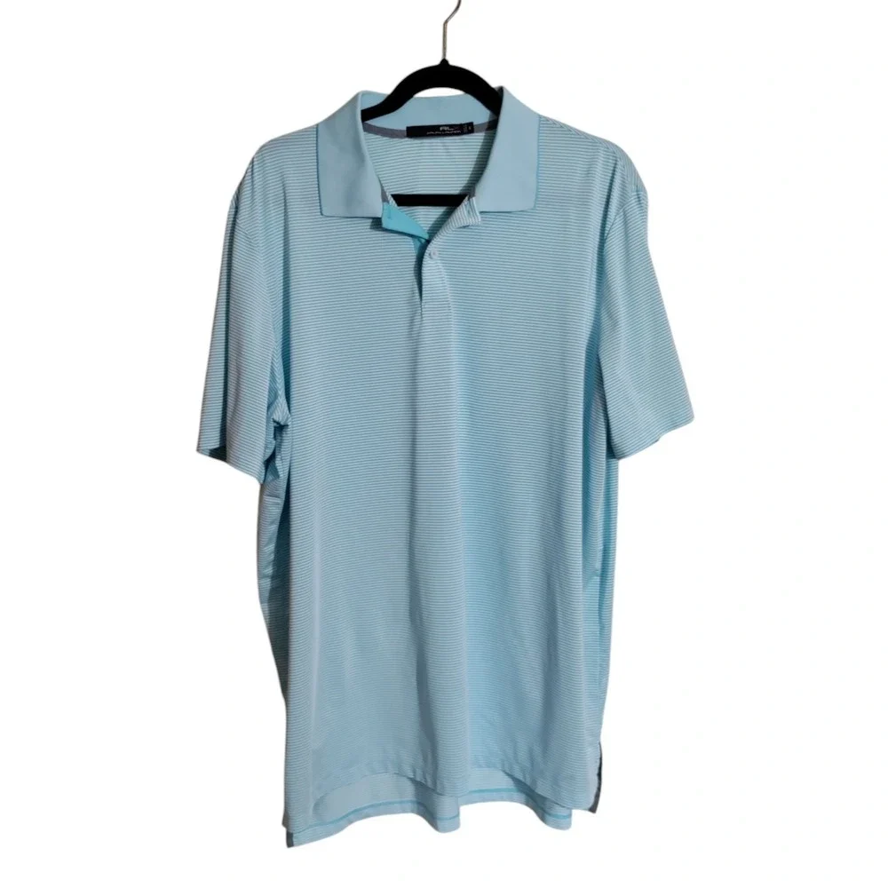 RLX Ralph Lauren Mens XL Blue White Striped Performance Golf Polo OC&CC 1926